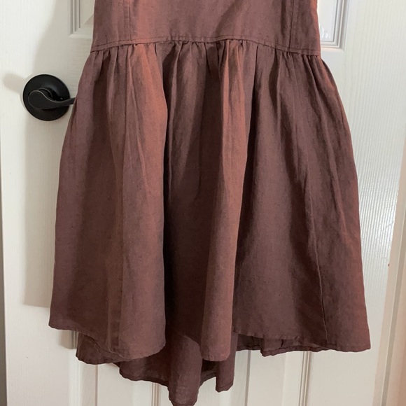 Free People Collette Linen Blend brown mini dressL - Picture 5 of 10